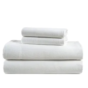 100% Cotton Flannel Sheets Set - White Flannel Sheets Full, 4-Piece Bed Sheets