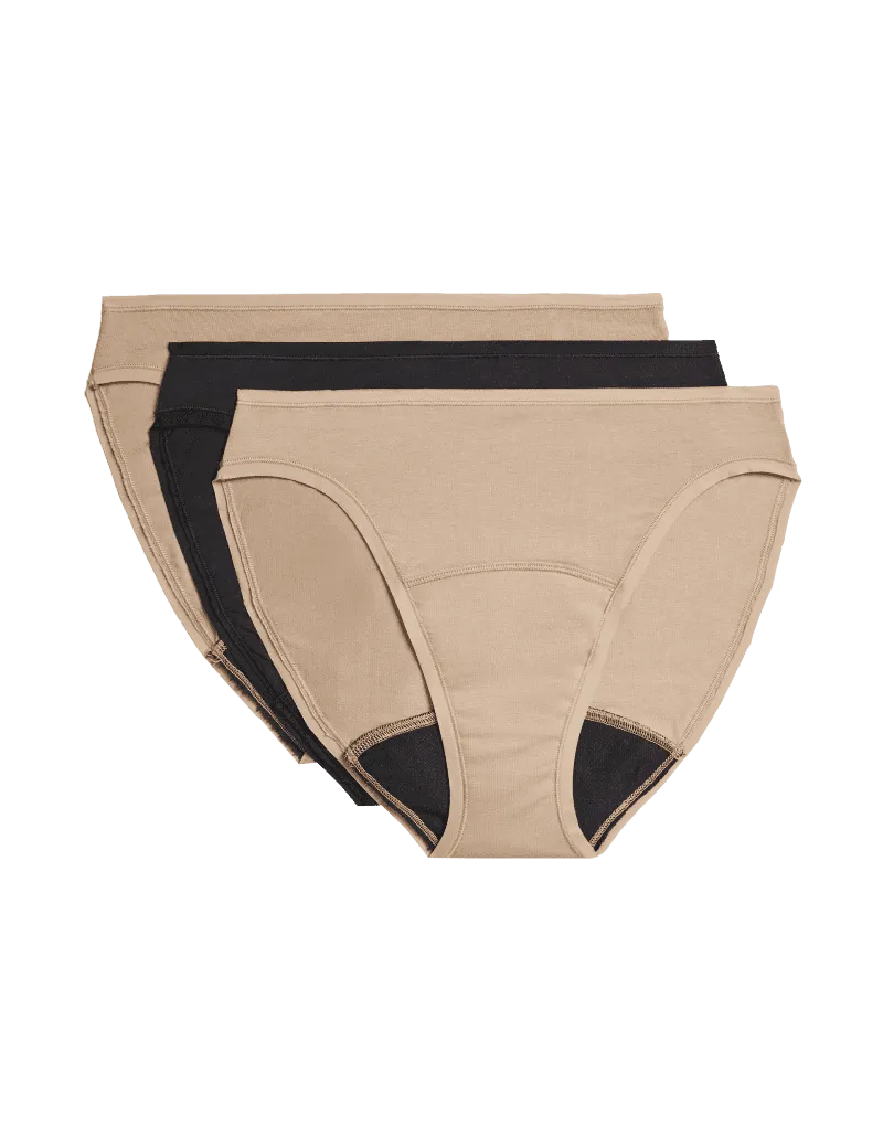 3pk Heavy Absorbency Period High Leg Knickers