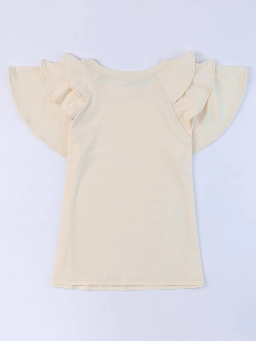 Apricot Tiered Ruffle Sleeve T-Shirt with Chic Style