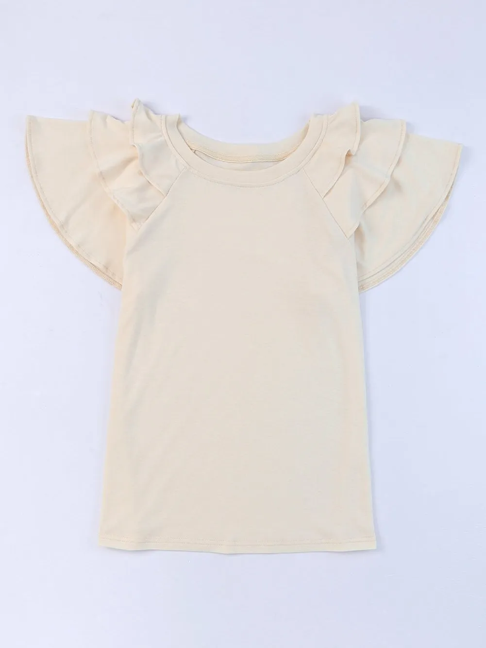 Apricot Tiered Ruffle Sleeve T-Shirt with Chic Style