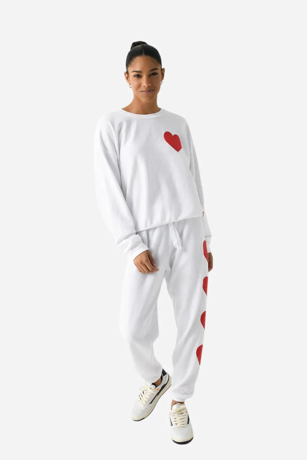 Aviator Nation Heart Stitch 4 Sweatpants in White