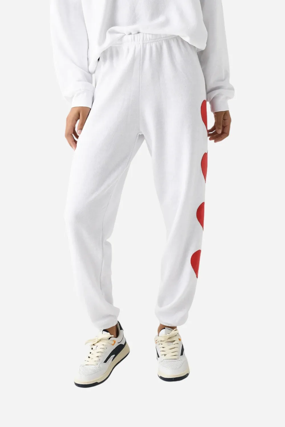 Aviator Nation Heart Stitch 4 Sweatpants in White