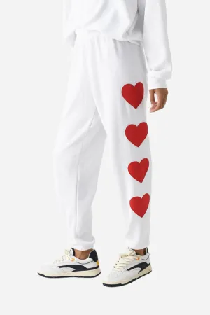 Aviator Nation Heart Stitch 4 Sweatpants in White