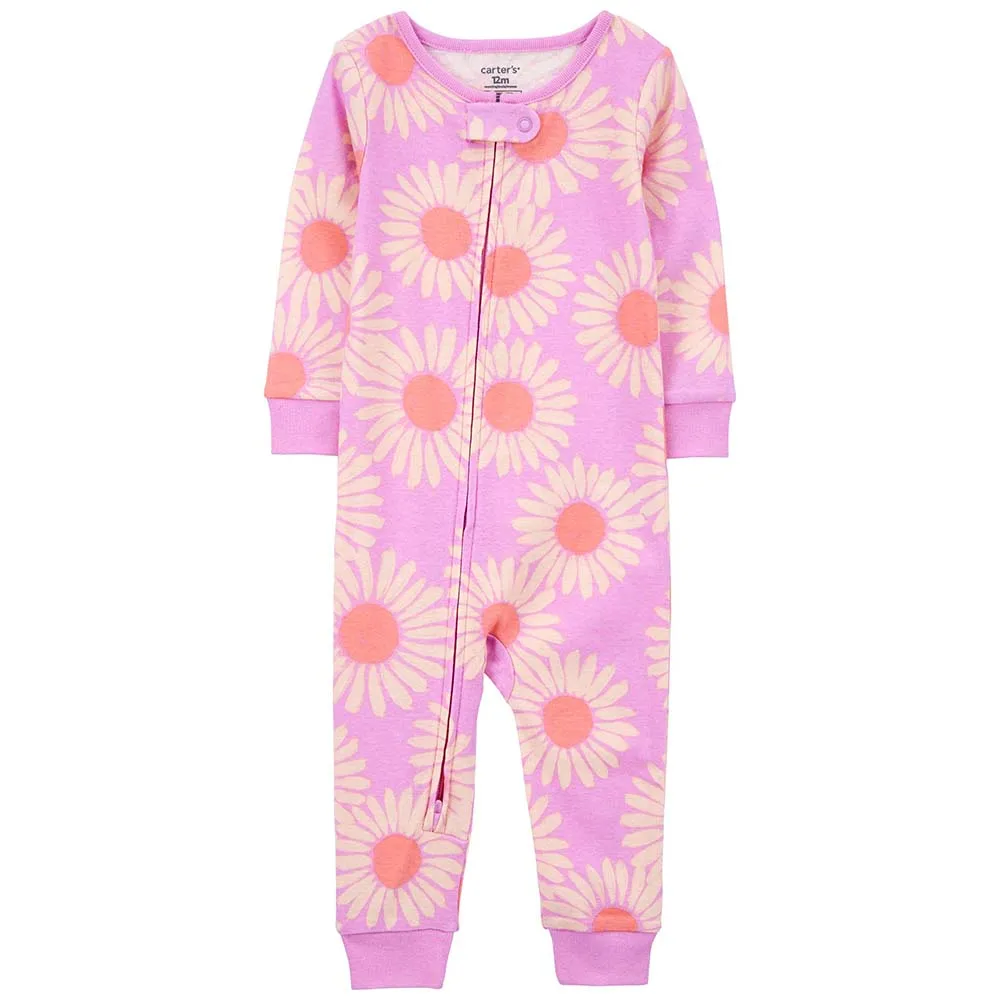 Baby Girls' 1-Piece Pink Daisy Footless Pajamas 1Q560910
