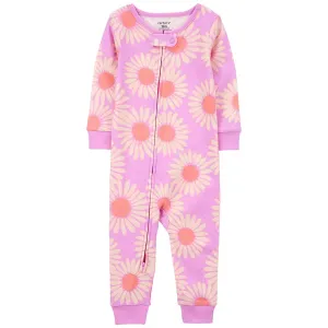 Baby Girls' 1-Piece Pink Daisy Footless Pajamas 1Q560910