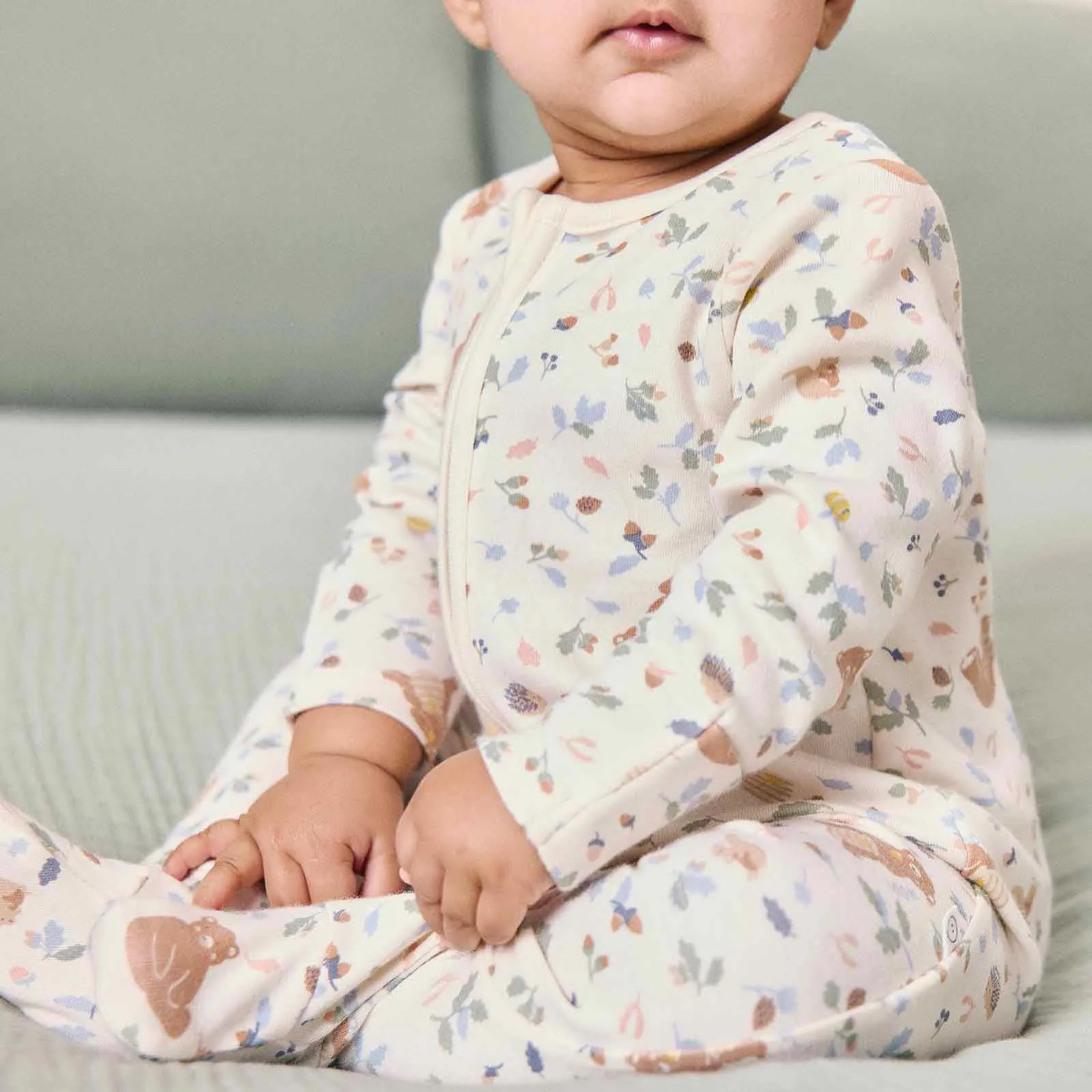 Bear Print & Waffle Clever Zip Baby Pajamas 2 Pack