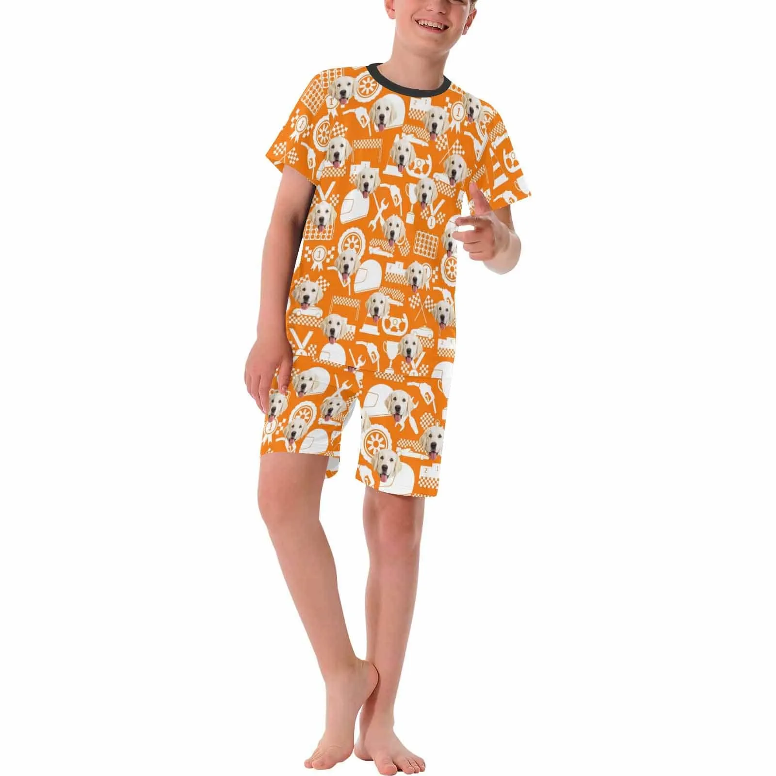 Big Boy Pajamas Custom Sleepwear with Face Pet Dog Personalized Pajama Set For Boys 8-15Y