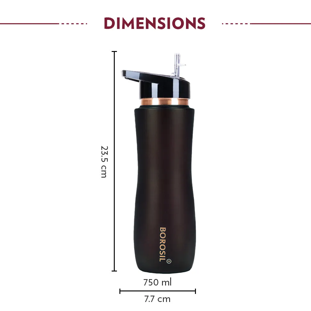 Borosil Sipper Copper Bottle, Brown, 750 ml