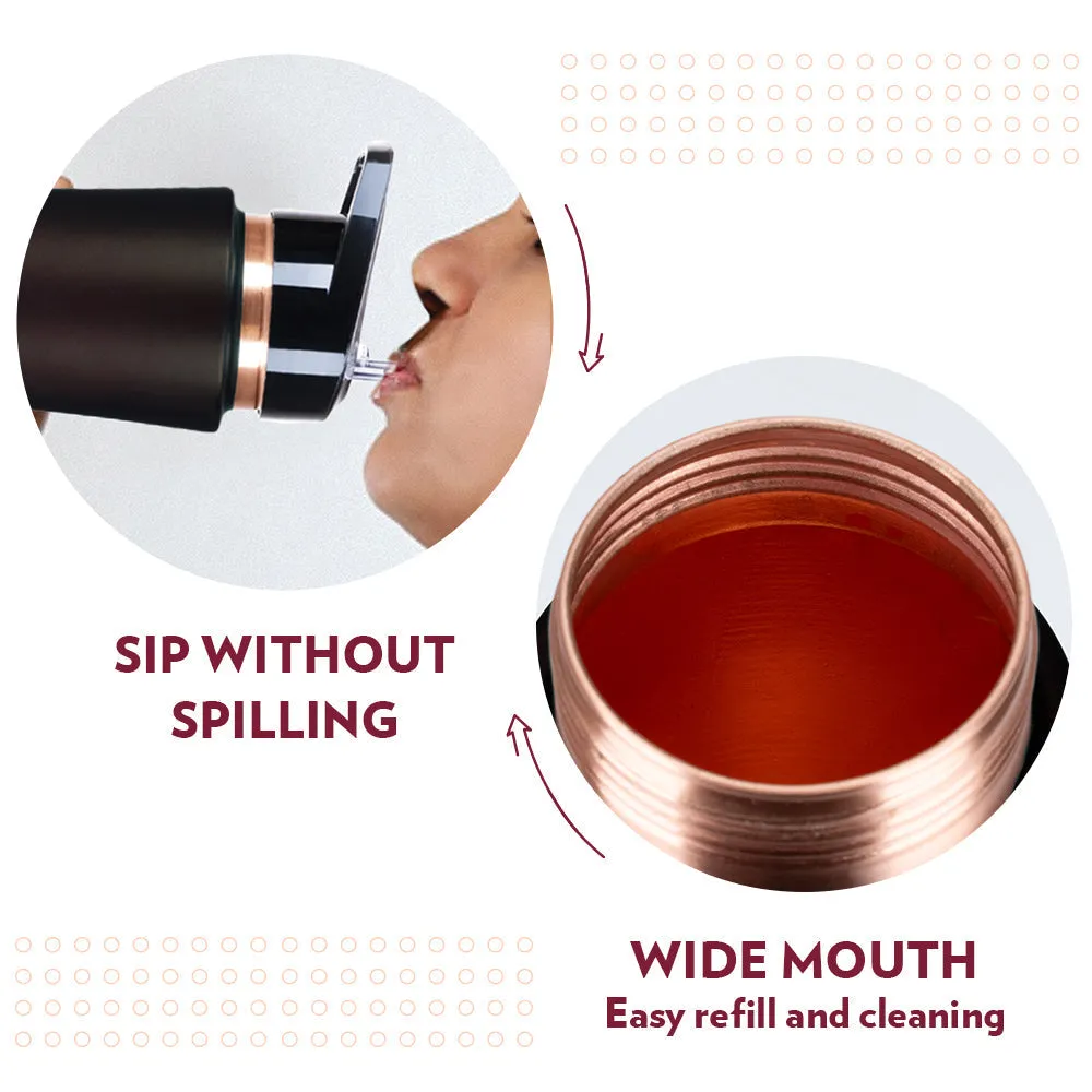 Borosil Sipper Copper Bottle, Brown, 750 ml