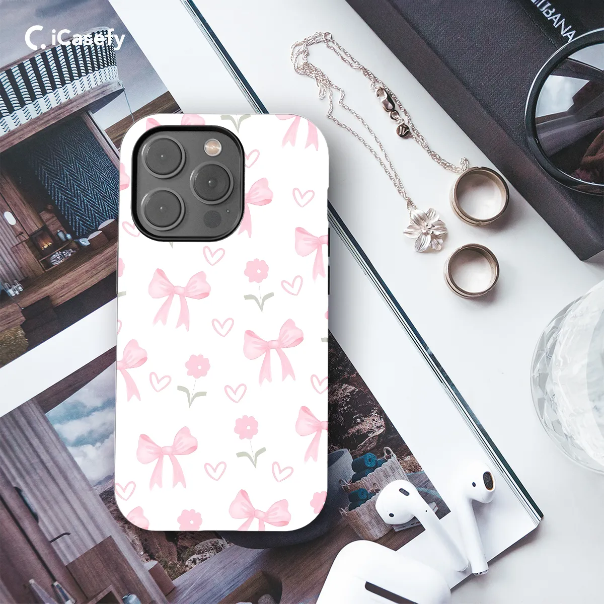Bouquet Pink Coquette Bow Floral Phone Case iPhone Samsung Cover Pixel 1390