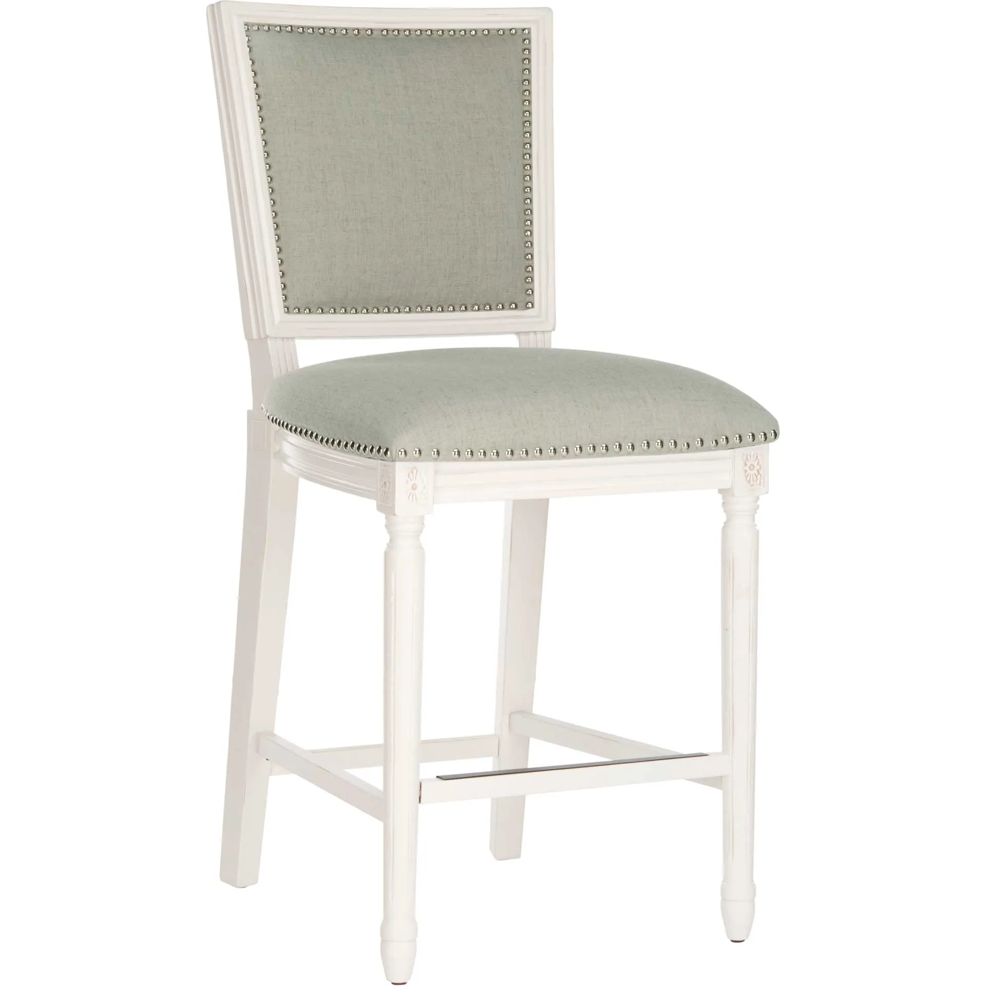 Burst Rectangle Bar Stool Light Gray/Cream/Distressed White (Set of 2)