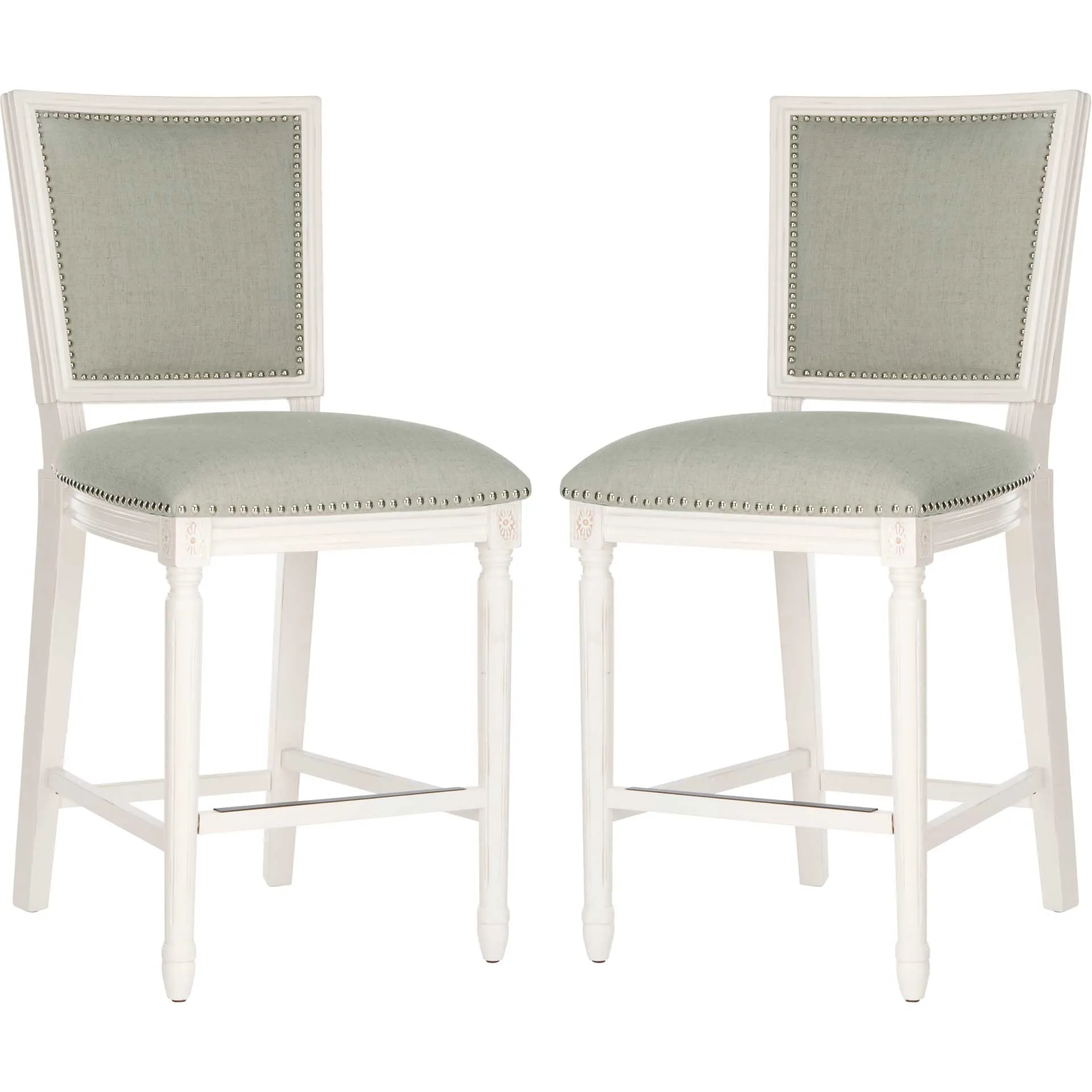 Burst Rectangle Bar Stool Light Gray/Cream/Distressed White (Set of 2)