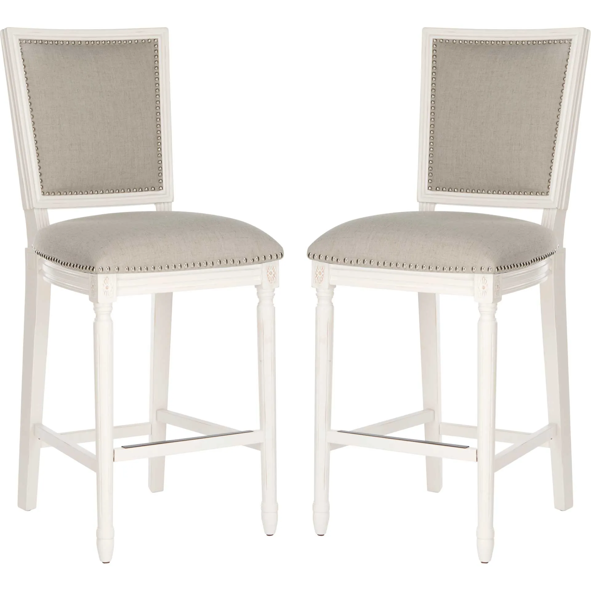 Burst Rectangle Bar Stool Light Gray/Cream/Distressed White (Set of 2)