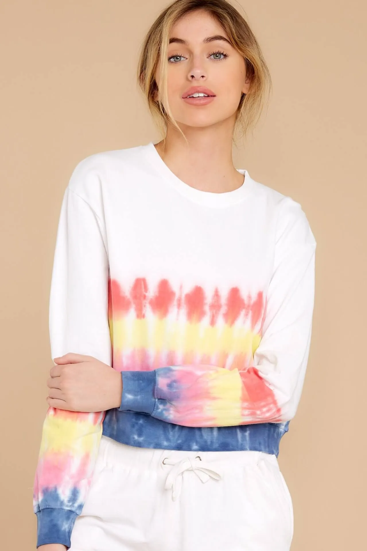 Casual Color Block Loose High Waist Long Sleeve Strap Two Pieces Set