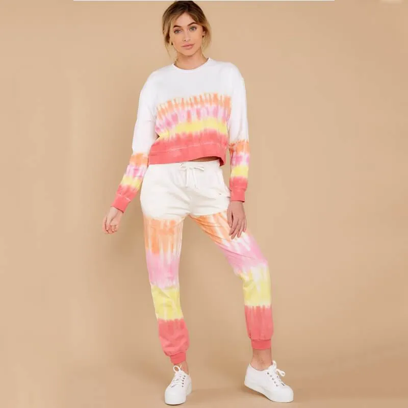 Casual Color Block Loose High Waist Long Sleeve Strap Two Pieces Set