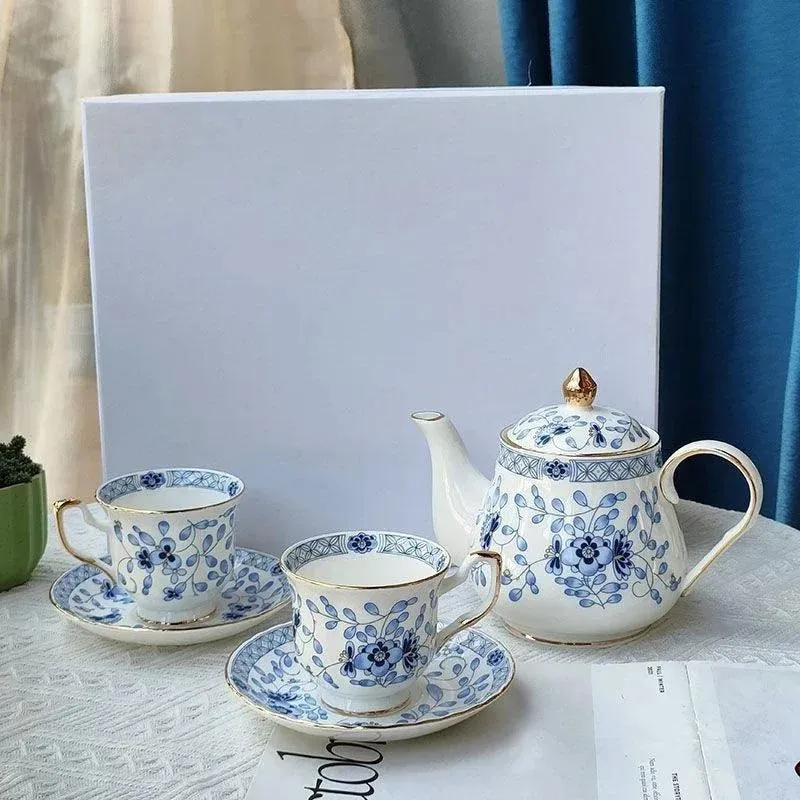 Charming Blue and White Japanese Porcelain Tea and Coffee Set