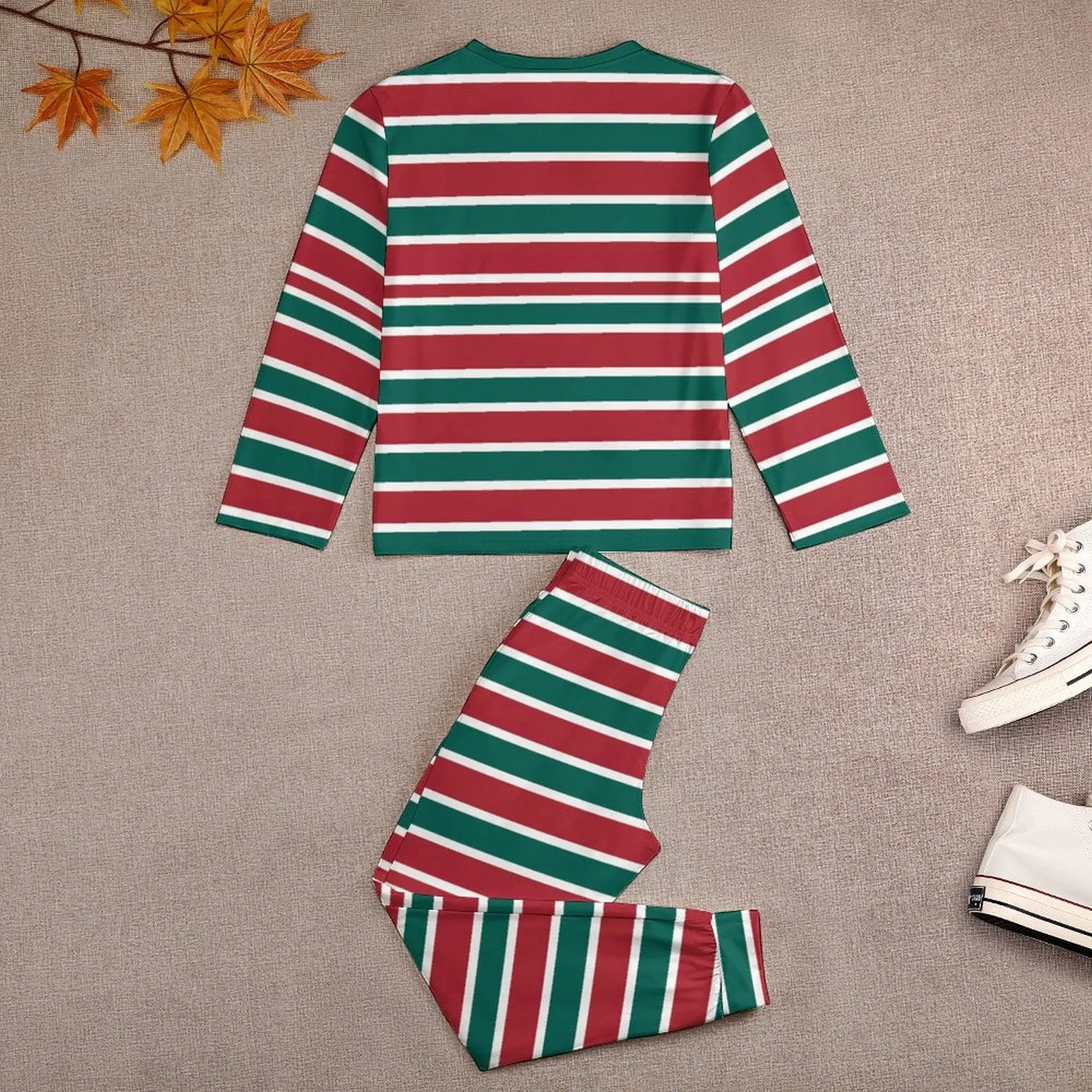 Christmas Striped Pajamas, Long Sleeve Pajama Set for Boys  (All-Over Printing), Holiday Pajamas