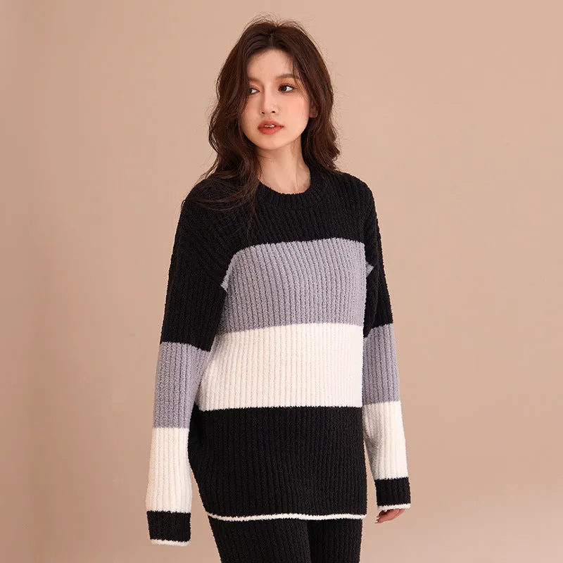 Contrast Color Long winter Pajama Set