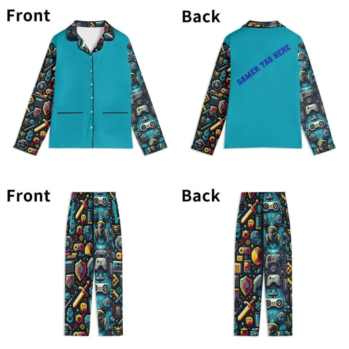 Cozy teal Gamer Tag PJs