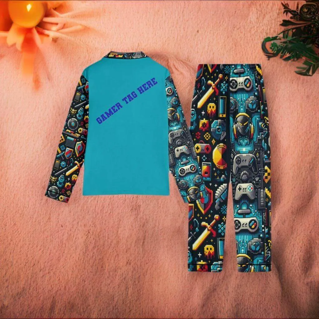 Cozy teal Gamer Tag PJs