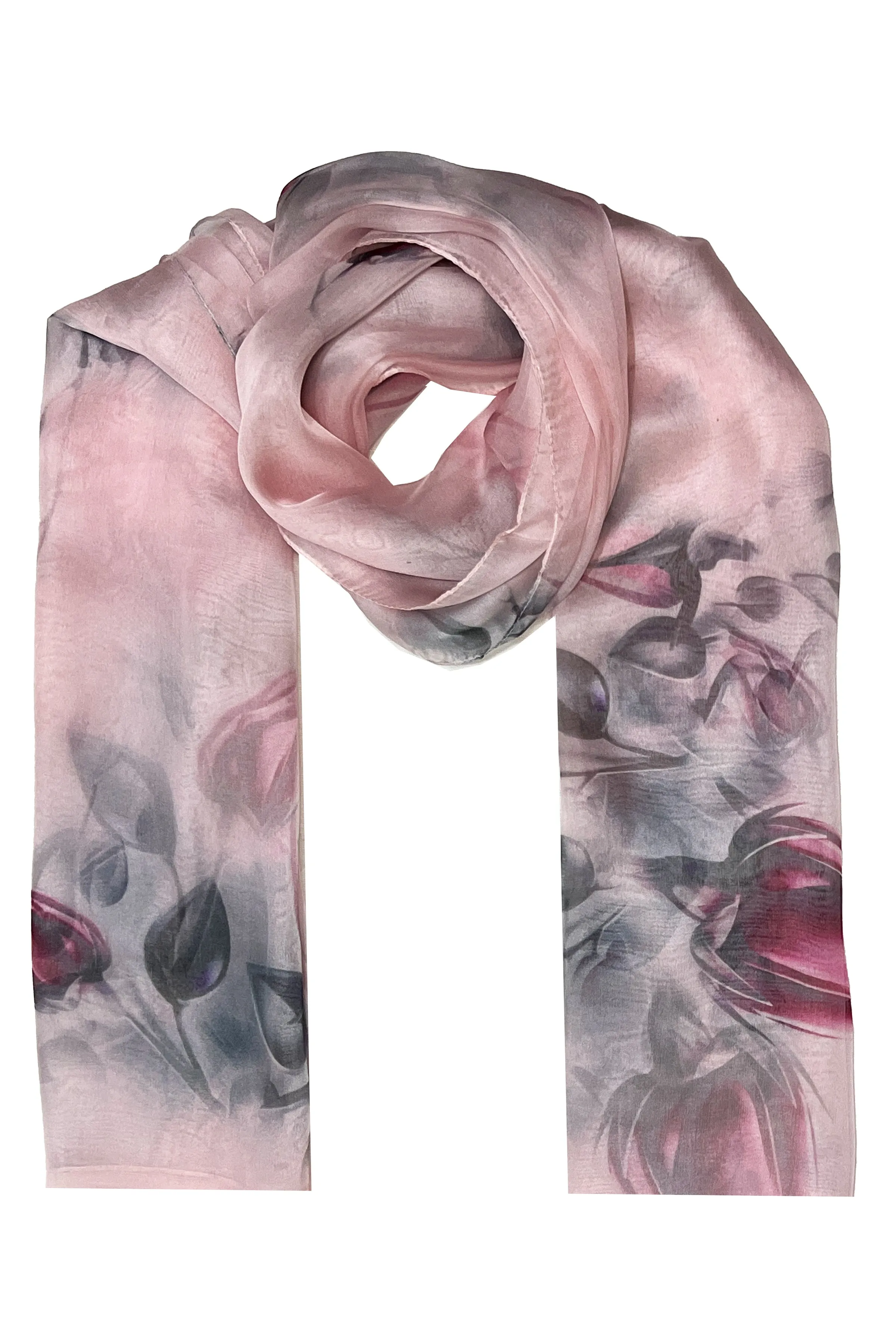 Dry Rose Anabel Printed Silk Chiffon Oblong Shawl 180x110