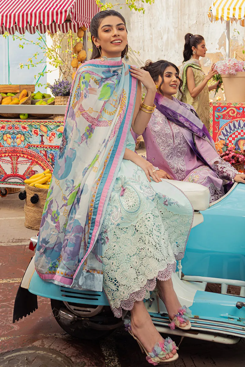 Elegant Blue Pakistani Salwar Kameez with Printed Dupatta