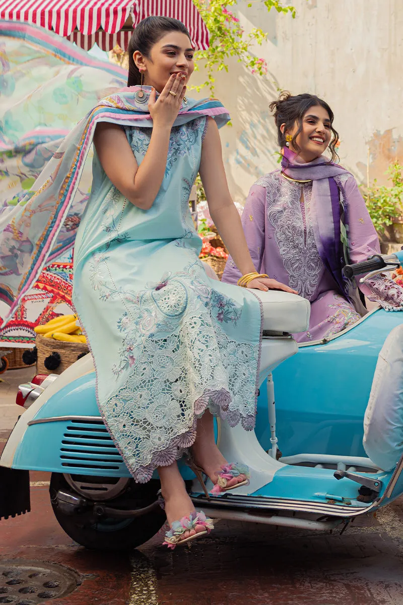 Elegant Blue Pakistani Salwar Kameez with Printed Dupatta