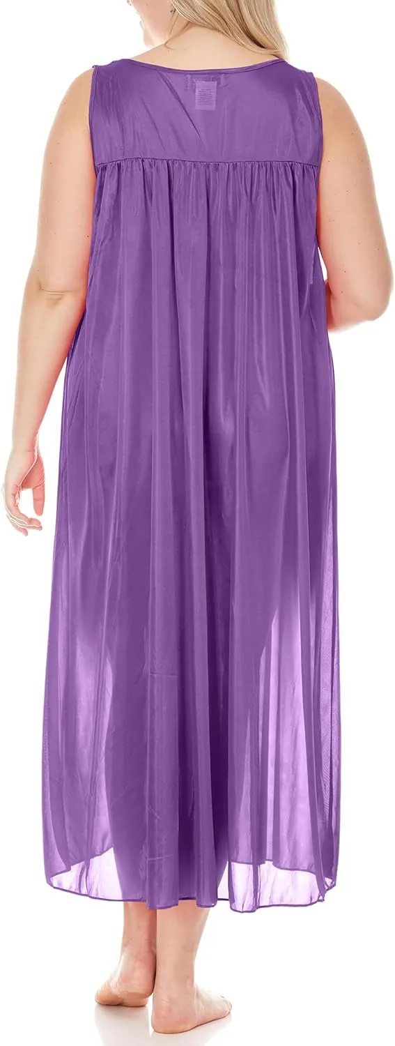 Ezi Satin Silk Nightgown For Women - Soft & Breathable Womens Sleepwear- Sexy Short Sleeves Womens Sleepwear, M - Plus Size