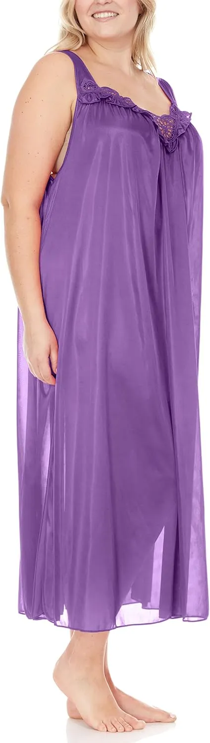 Ezi Satin Silk Nightgown For Women - Soft & Breathable Womens Sleepwear- Sexy Short Sleeves Womens Sleepwear, M - Plus Size