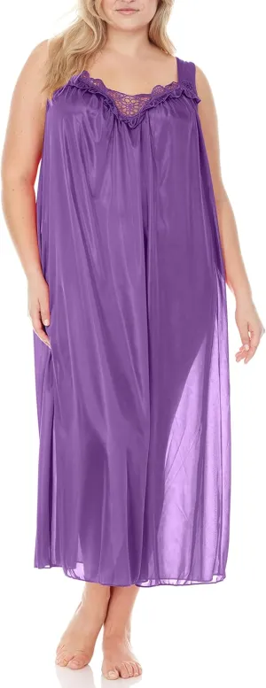 Ezi Satin Silk Nightgown For Women - Soft & Breathable Womens Sleepwear- Sexy Short Sleeves Womens Sleepwear, M - Plus Size