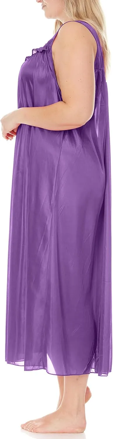Ezi Satin Silk Nightgown For Women - Soft & Breathable Womens Sleepwear- Sexy Short Sleeves Womens Sleepwear, M - Plus Size