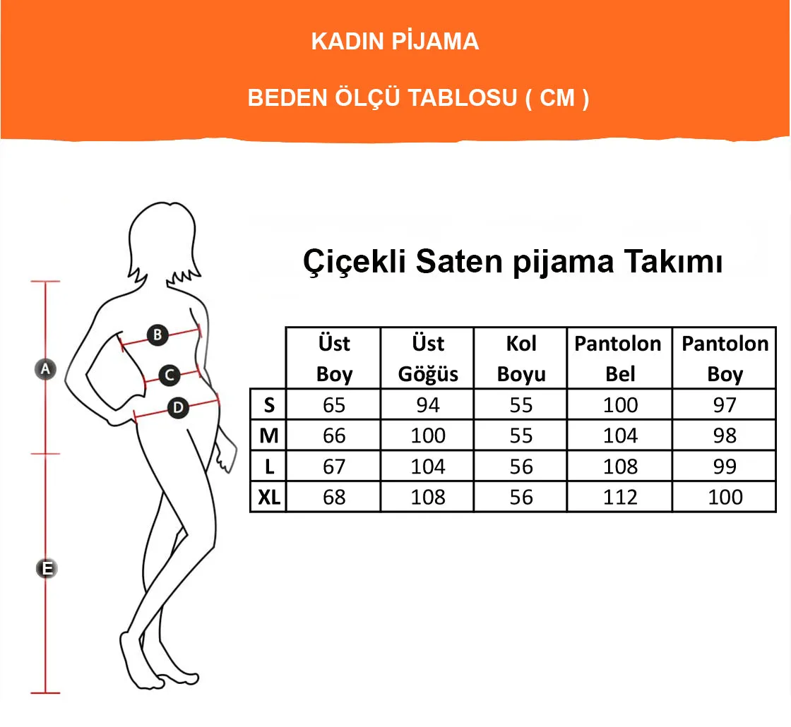 faryanight ipek saten uzun kollu çiçek desenli biyeli gömlek pijama takimi