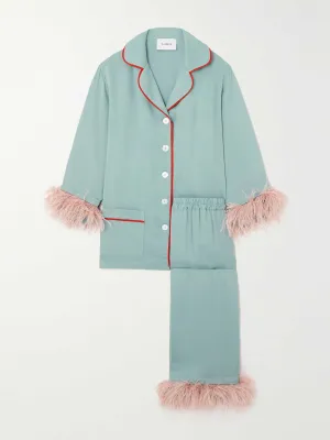 Feather trimmed pyjama set