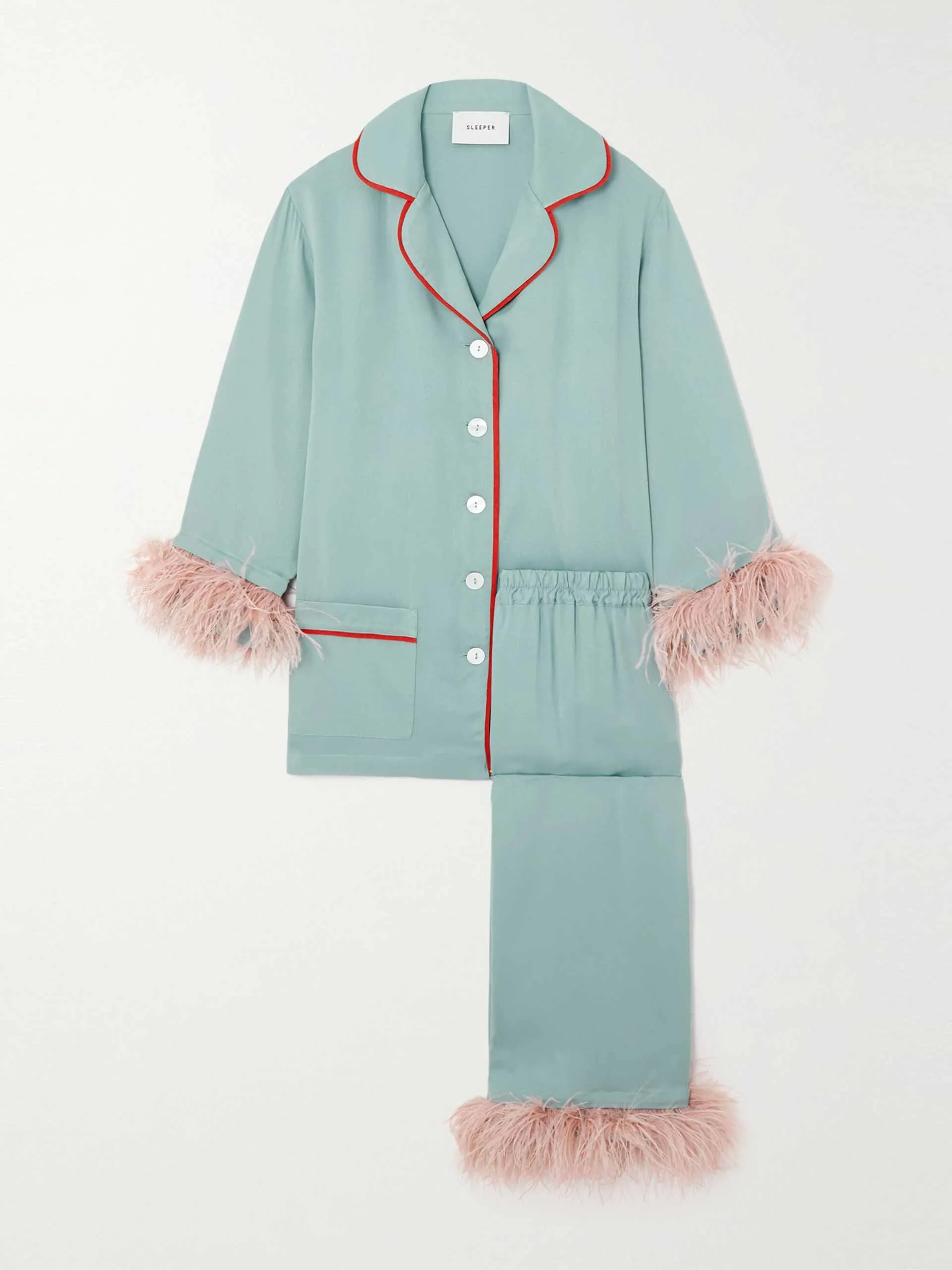 Feather trimmed pyjama set
