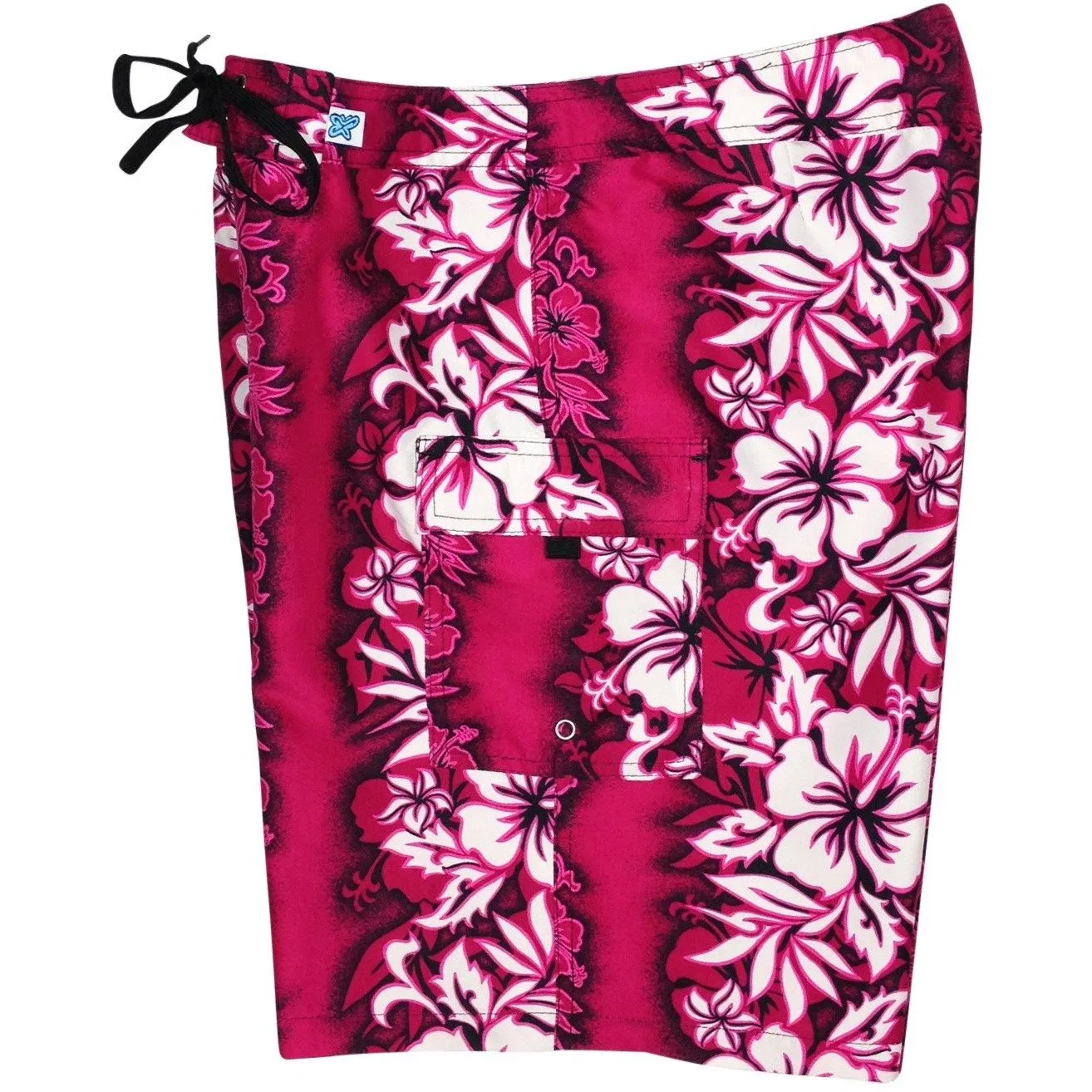 Fixed (Non Elastic) Waist Womens Board Shorts "Conga Line" (Pink) * CUSTOM *