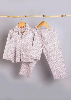 Geo Ethnic Grey Full Sleeve Cotton Night Suit Boy (0-12 Years)