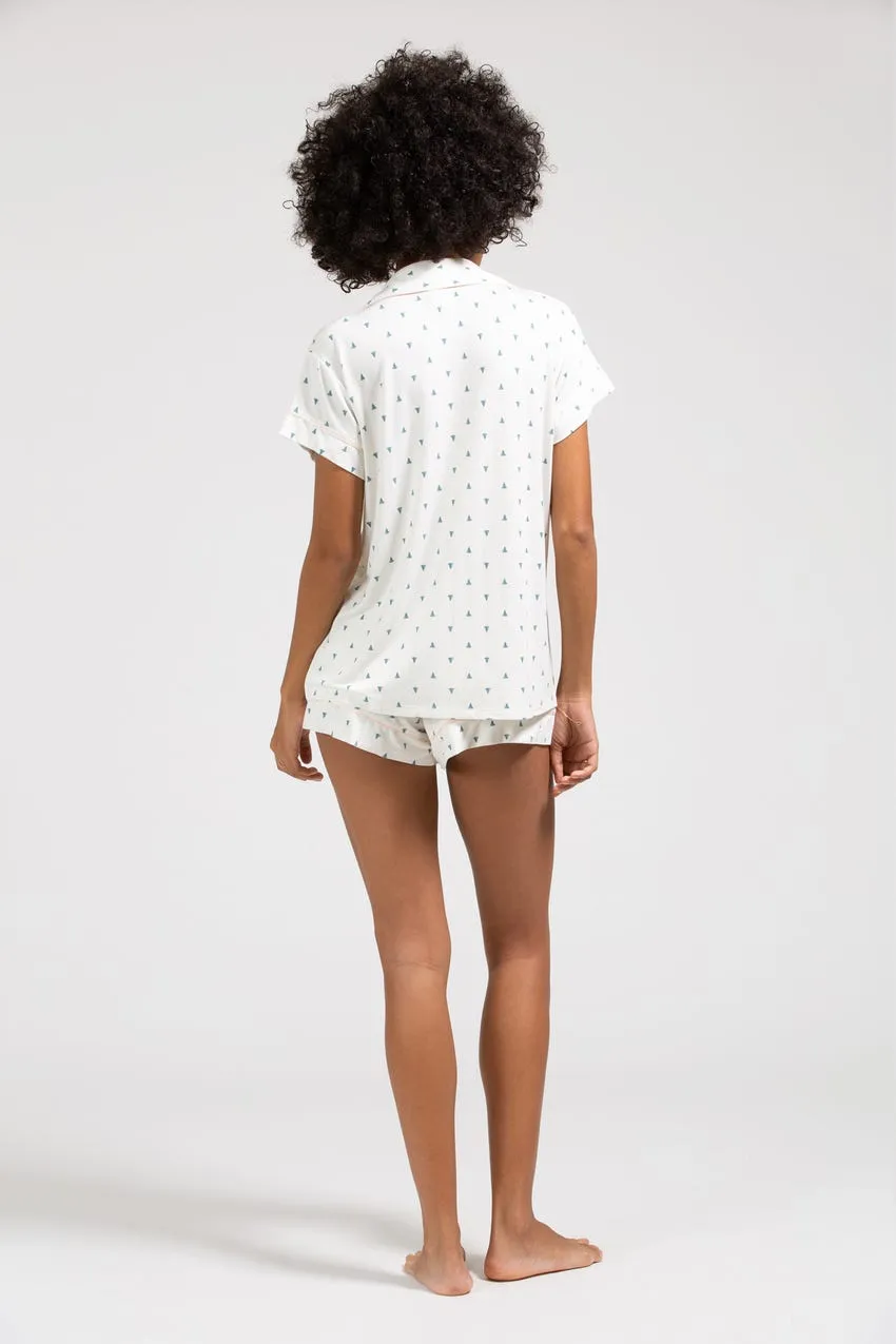 GISELE Printed Short PJ Set in Pine/Bellini