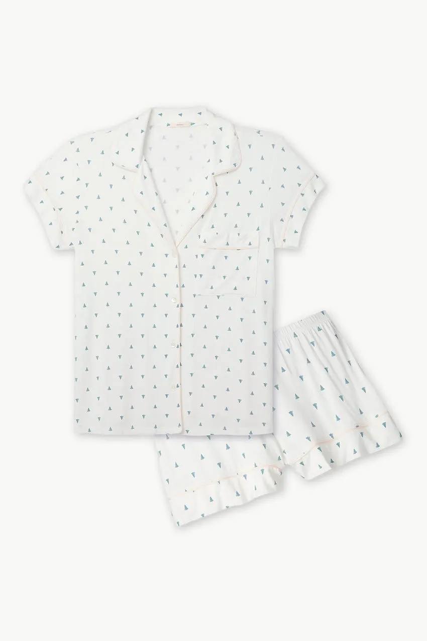 GISELE Printed Short PJ Set in Pine/Bellini