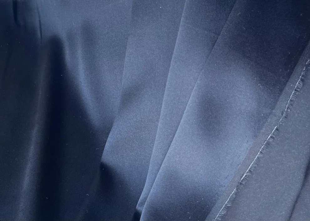 High-End Onyx Stretch Silk Satin Charmeuse (Made in Italy)