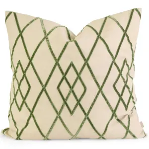 Independence Ayaka Green Velvet on Linen Pillow w/ Down Fill
