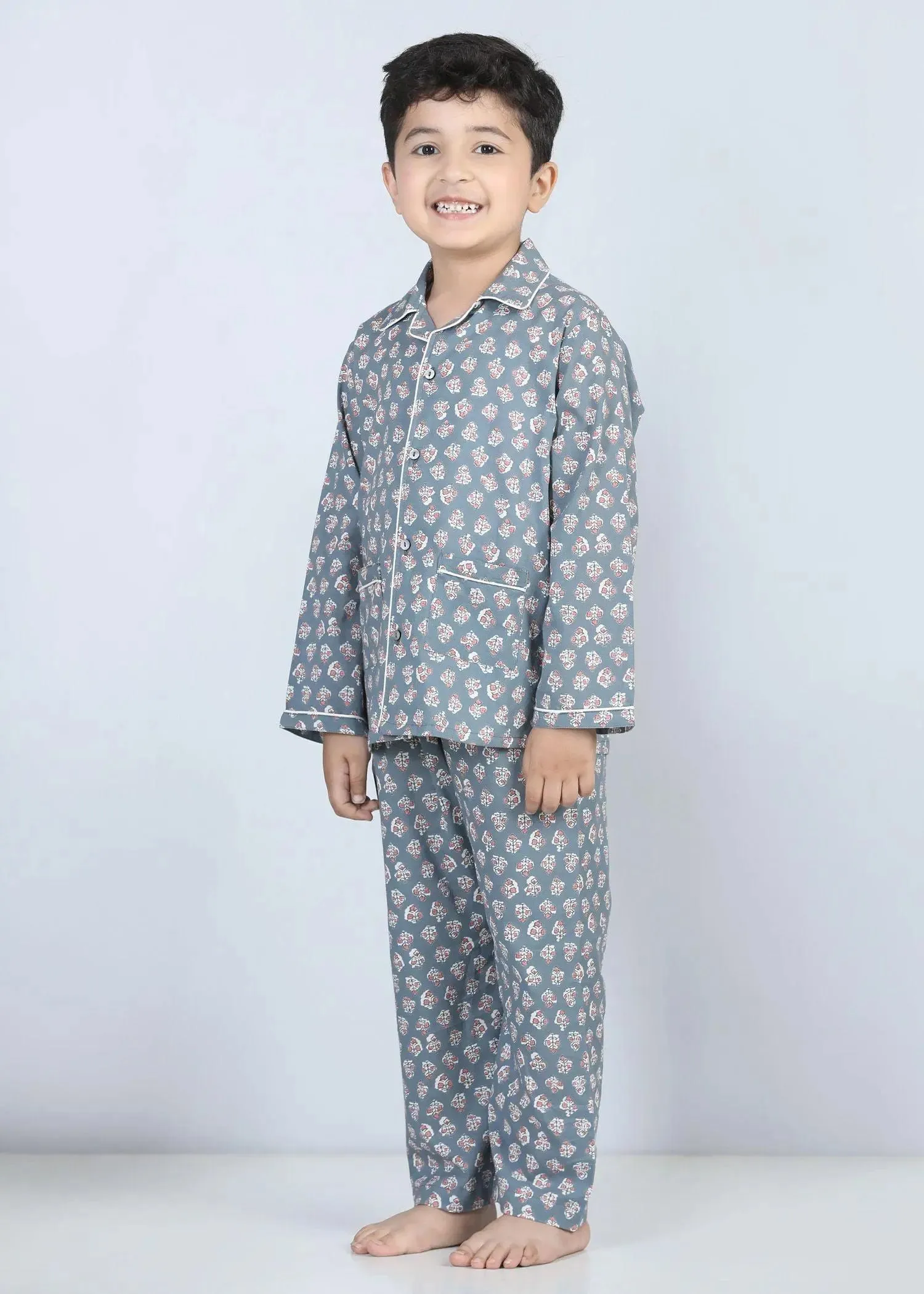 Iris Grey Full Sleeve Cotton Night Suit Boy (1-12 Years)