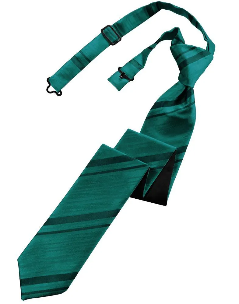 Jade Striped Satin Skinny Necktie