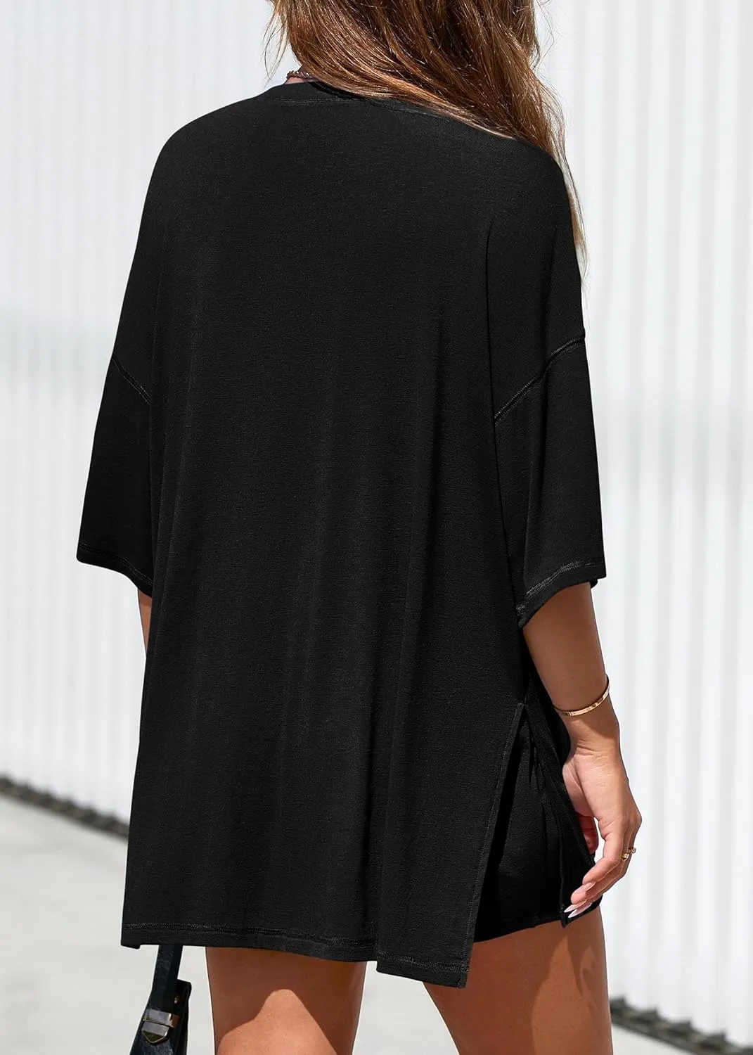 KIRUNDO 2 Piece Sets for Women Summer Lounge Sets Casual Oversized Tshirts Shorts Matching Airport Travel Outfit Postpartum
