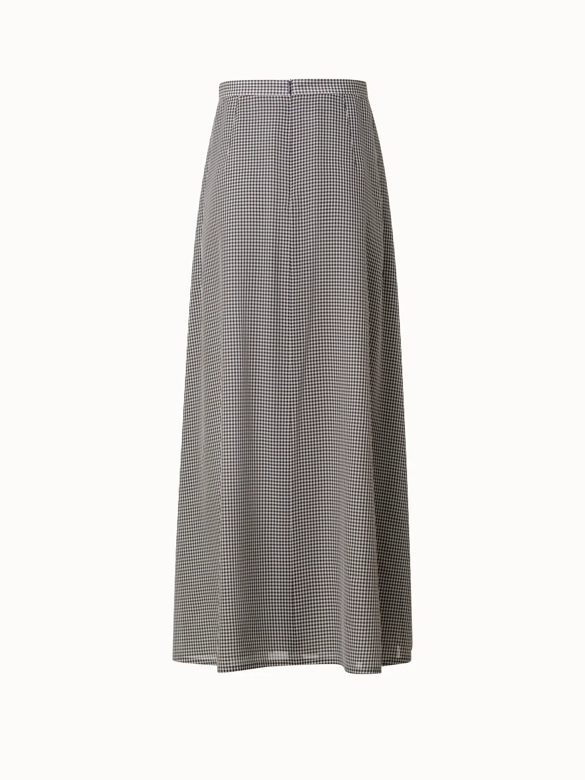 Long Vichy Pleated Silk Skirt
