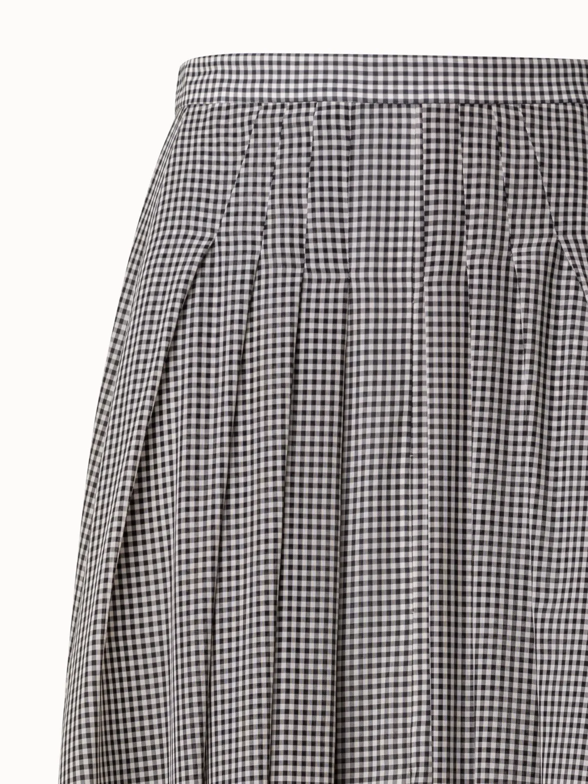 Long Vichy Pleated Silk Skirt