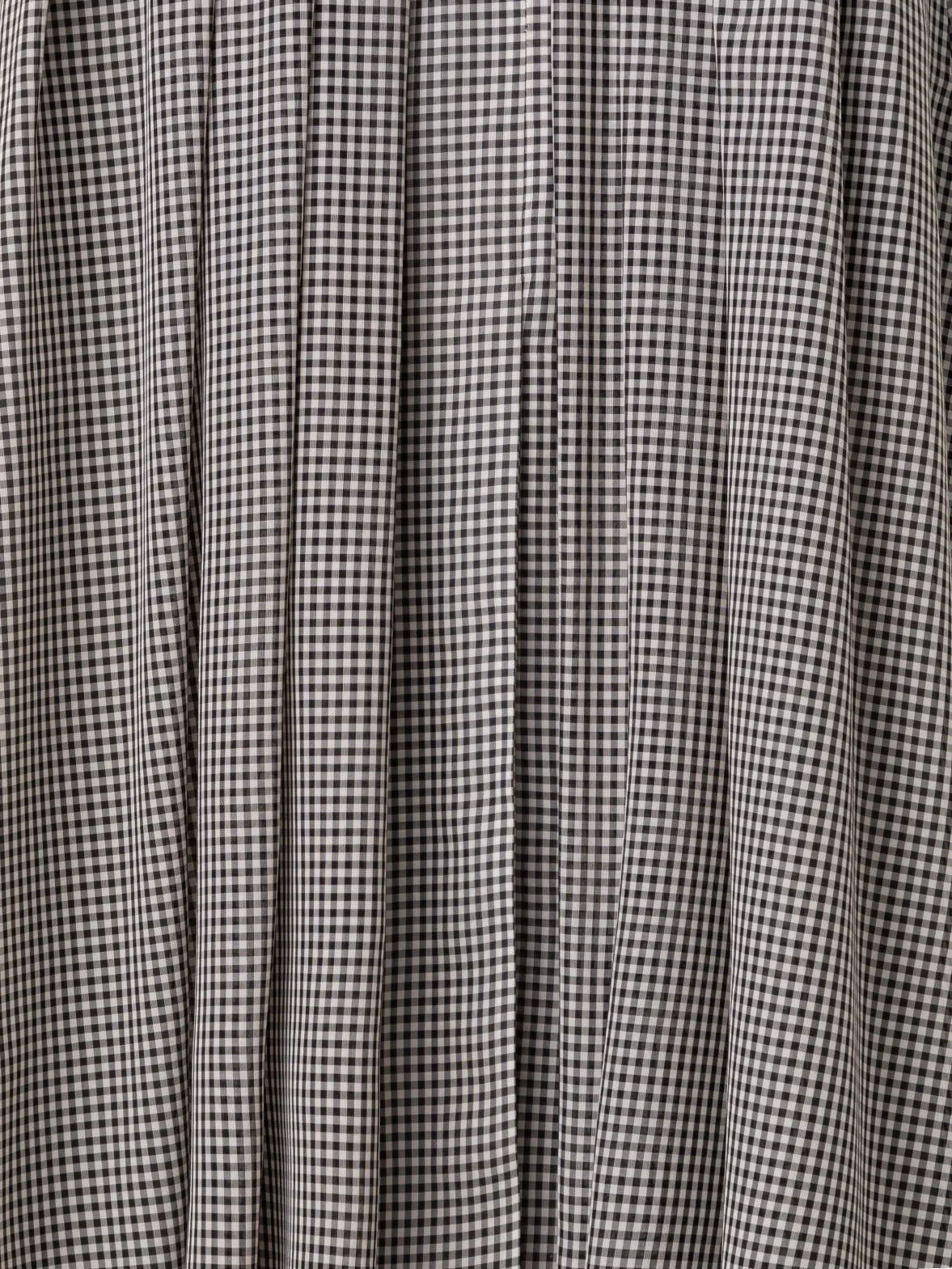 Long Vichy Pleated Silk Skirt