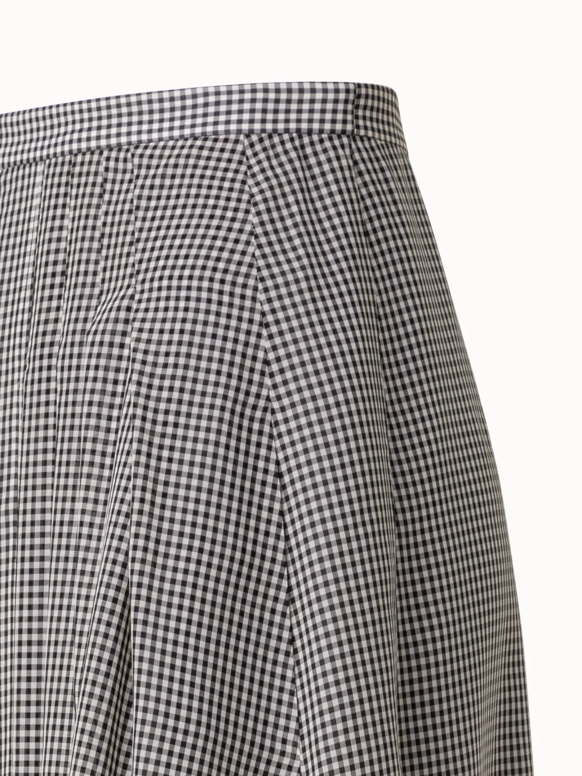 Long Vichy Pleated Silk Skirt