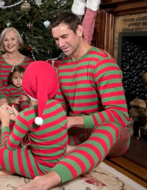 Mens Cotton Red & Green Stripes Pajamas