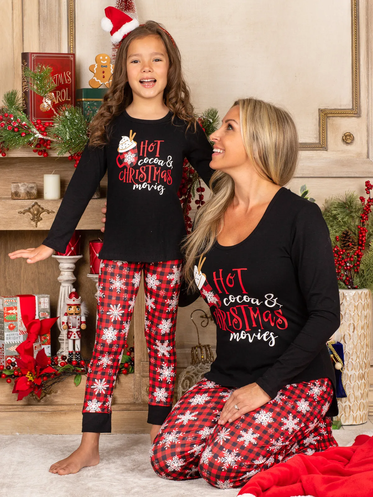 Mommy and Me Hot Cocoa and Christmas Movies Pajama Set