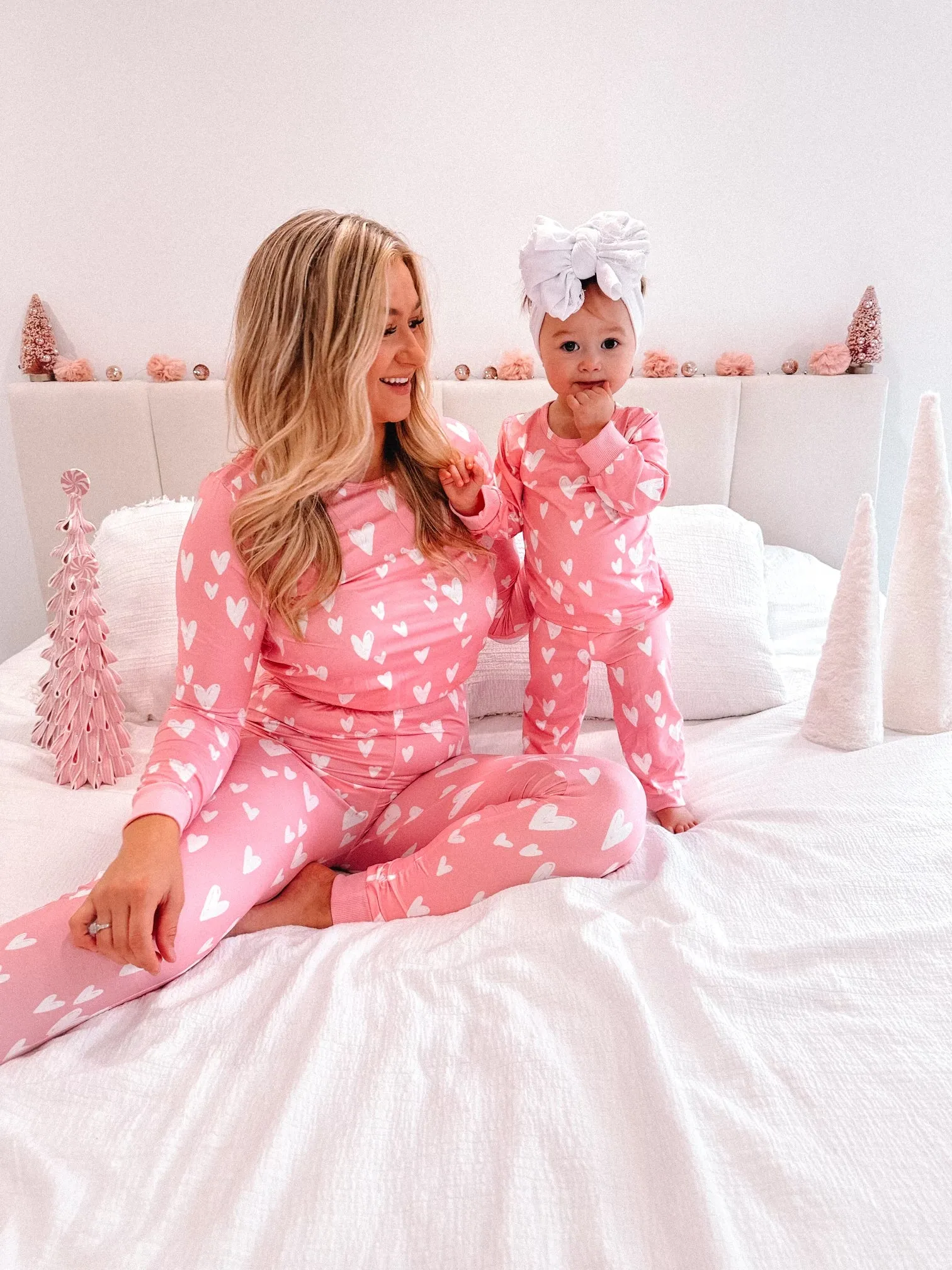 Mommy and Me Pink Heart Matching Pajamas